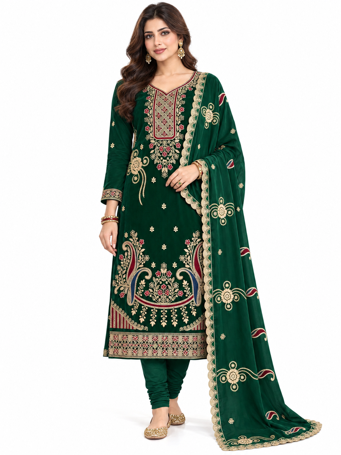 ASIM JOFA Winter Collection 2027 – Premium Dhanak 3-Piece Suit with Heavy Embroidered Shirt & Dupatta