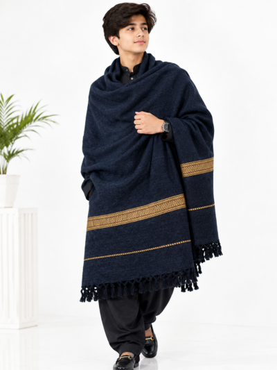 Heavy Handmade Neavy Blue Multani Work Shawl for Children Pakistani Winter Shawl 700g