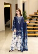LOOMZIVA Heavy Chikankari Dhanak 3-Piece Suit with Woolen Shawl