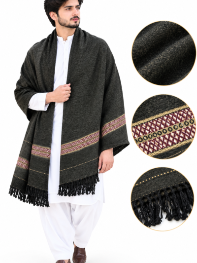 Elegant Light Grey Pakistani Shawl Premium Traditional Winter Wrap