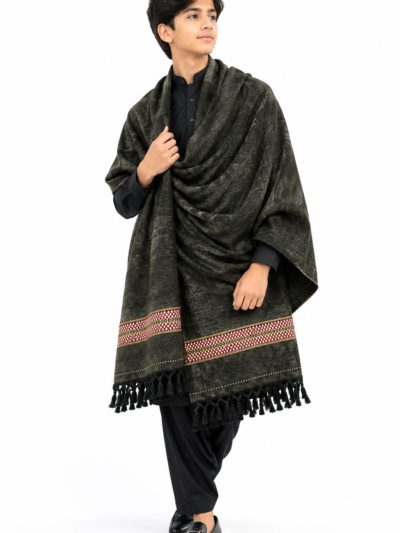 Heavy Handmade Grey Multani Work Shawl for Children Pakistani Winter Shawl 700g
