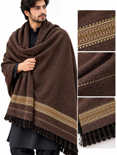 Elegant Dark Brown Shawl Premium Pakistani Traditional Winter Wrap