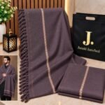 Men's Winter Shawl Pure Suti Woollen Shawl by J• JUNAID JAMSHED | 12 Colours | Premium Bag Packing - Dusty Plum
