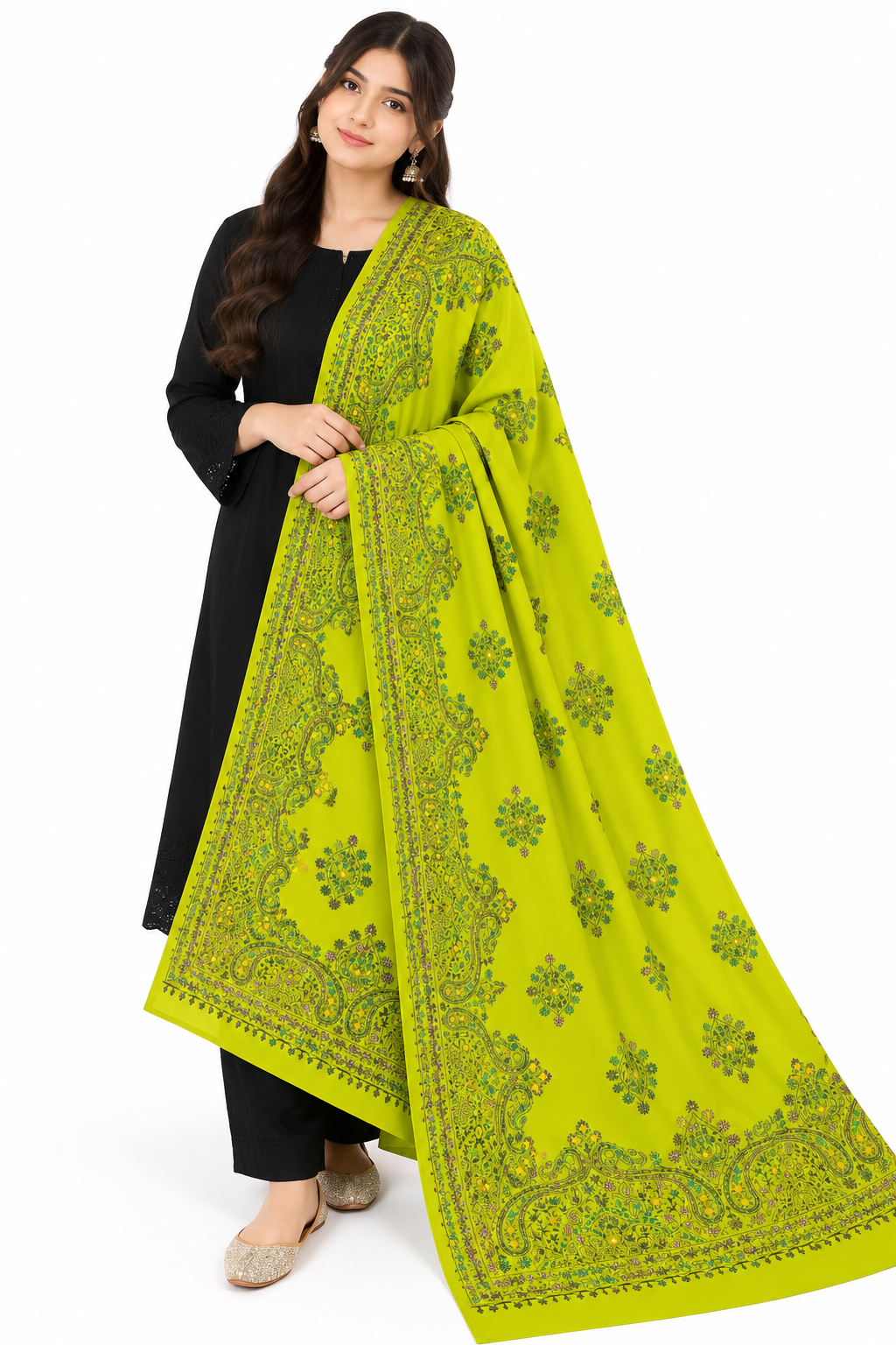 Handmade Multani Work Shawl for Girls Full Coverage Pakistani Shawl