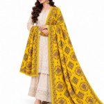 Handmade Multani Work Shawl for Girls Full Coverage Pakistani Shawl - Yellow