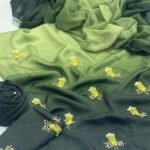 Shamoze Silk 3-Piece Suit – Digital Tie & Dye Print with Pearl, Beads & Adda Work Embroidery - Olive Green