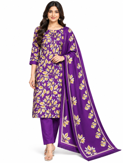 LOOMZIVA Imported Marina 3-Piece Suit with Fancy Wool Shawl