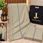 Men's Winter Shawl Pure Suti Woollen Shawl by J• JUNAID JAMSHED | 12 Colours | Premium Bag Packing - Warm Ivory Beige