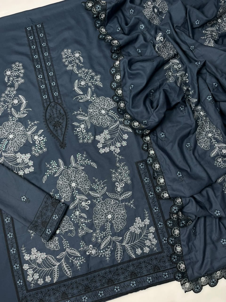 ETHNIC Winter Collection 2027 – Premium Dhanak 3-Piece Suit with Heavy Embroidered Shirt & Dupatta - Image 3
