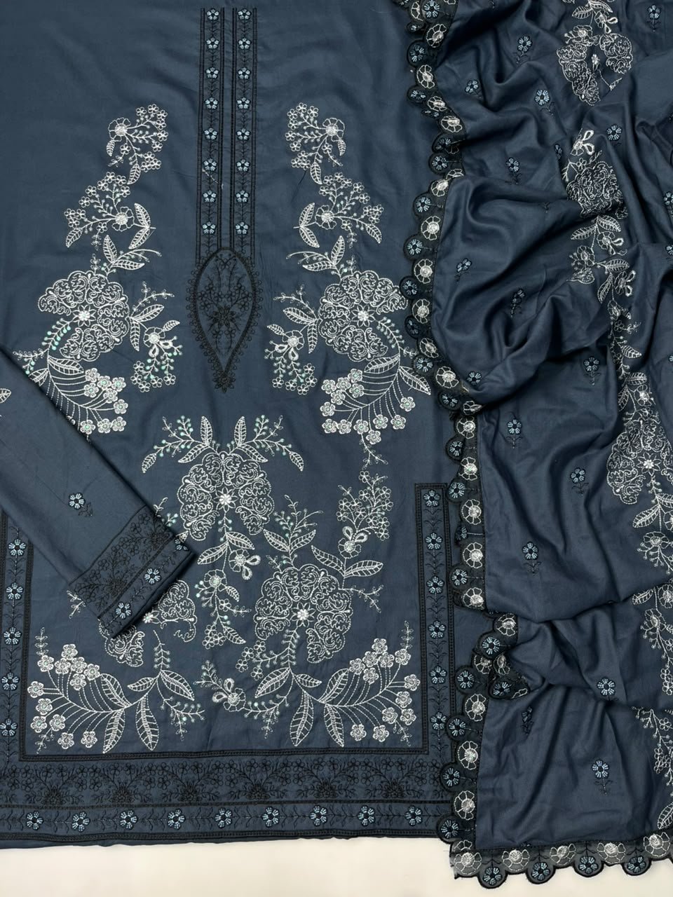 ETHNIC Winter Collection 2027 – Premium Dhanak 3-Piece Suit with Heavy Embroidered Shirt & Dupatta - Image 2
