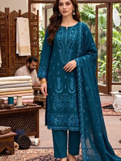 JAZMIN Winter Collection 2027 – Premium Dhanak 3-Piece Suit with Heavy Embroidered Shirt & Dupatta