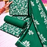 LOOMZIVA Imported Marina 3-Piece Suit with Fancy Wool Shawl - Green