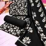 LOOMZIVA Imported Marina 3-Piece Suit with Fancy Wool Shawl - Black & White