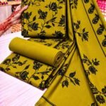 LOOMZIVA Imported Marina 3-Piece Suit with Fancy Wool Shawl - Golden & Black