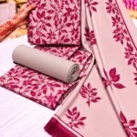 LOOMZIVA Imported Marina 3-Piece Suit with Fancy Wool Shawl - Pink