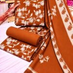 LOOMZIVA Imported Marina 3-Piece Suit with Fancy Wool Shawl - Orange