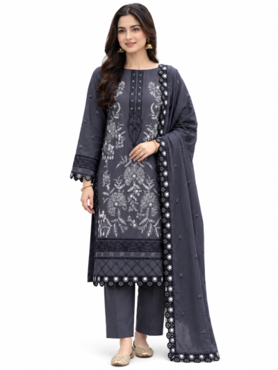 Loomziva Winter Collection 2027 – Premium Dhanak 3-Piece Suit with Heavy Embroidered Shirt & Dupatta